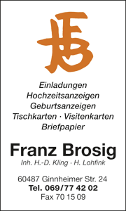 Frank Brosig Einladungen Frankfurt