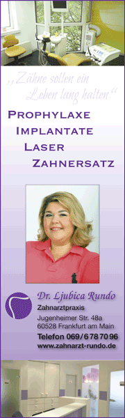 Prophylaxe, Implantate, Laser, Zahnersatz; Zahnarztpraxis Dr. Ljubica Rundo, Frankfurt
