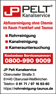 JP Pelt Kanalservice Abflussreinigung ohne Chemie im Raum Frankfurt und Taunus Rohrreinigung, Kanalreinigung, Kamerauntersuchung