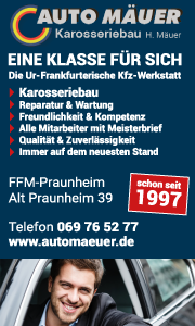 Auto Mäuer Karosseriebau, eine Klasse für sich. Die Ur-Frankfurterische KFZ-Werkstatt. Karesseriebau, Reparatur und Wartung, Freundlichkeit und Komperenz, alle Mitarbeiter mit Meisterbrief, Qualität;t & Zuverlässigkeit, Immer aufdem neuesten Stand, seit 1997 Frankfurt Praunheim