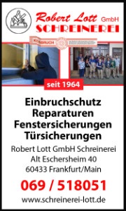 Robert Lott GmbH Schreinerei, Einbruchschutz, Reparaturen, Fenstersicherungen, Türsicherungen, Frankfurt